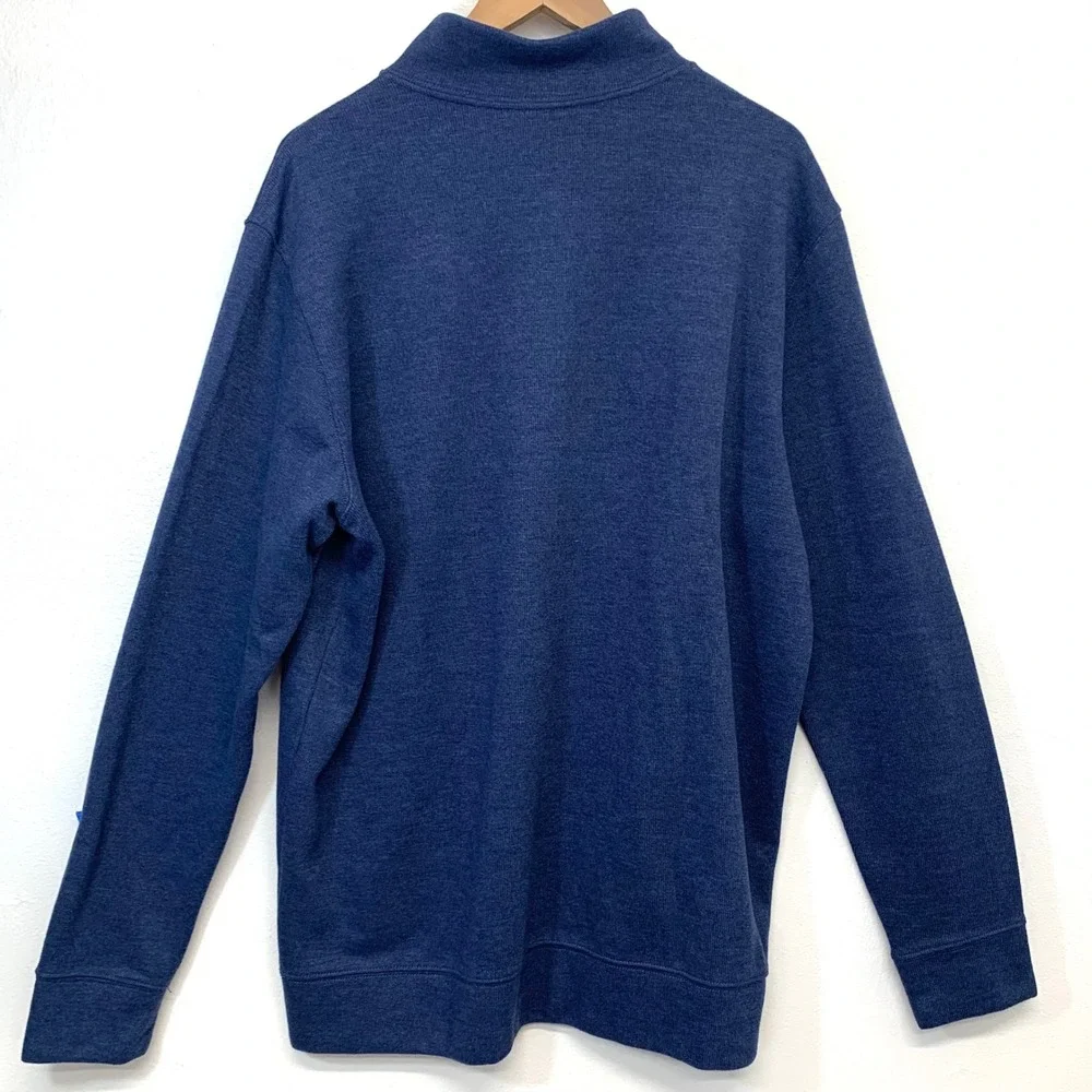 Lands End Quarter Zip Pullover Rib Knit Sweater Bundle Blue Gray 2 Pack Men XL